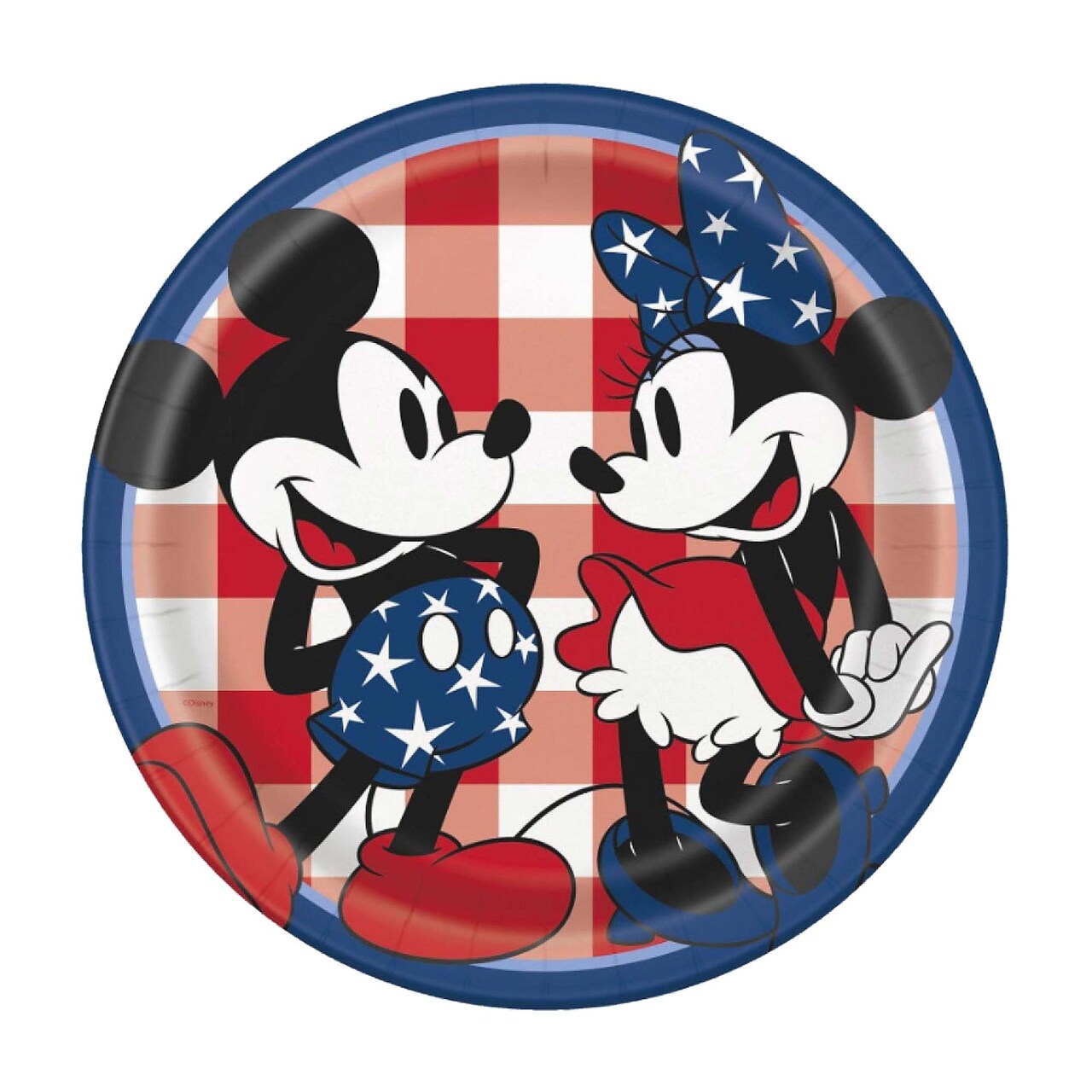 Disney Mickey & Minnie Mouse Patriotic Round 9" Dinner Plates 8ct